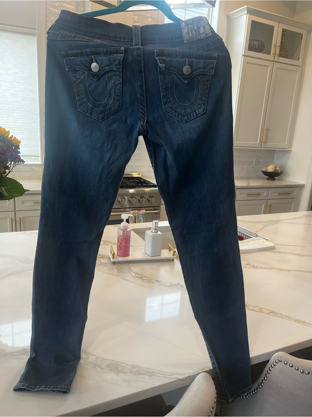True Religion Jeans Women’s 29 Dark Wash Horseshoe Flap Pocket Y2K